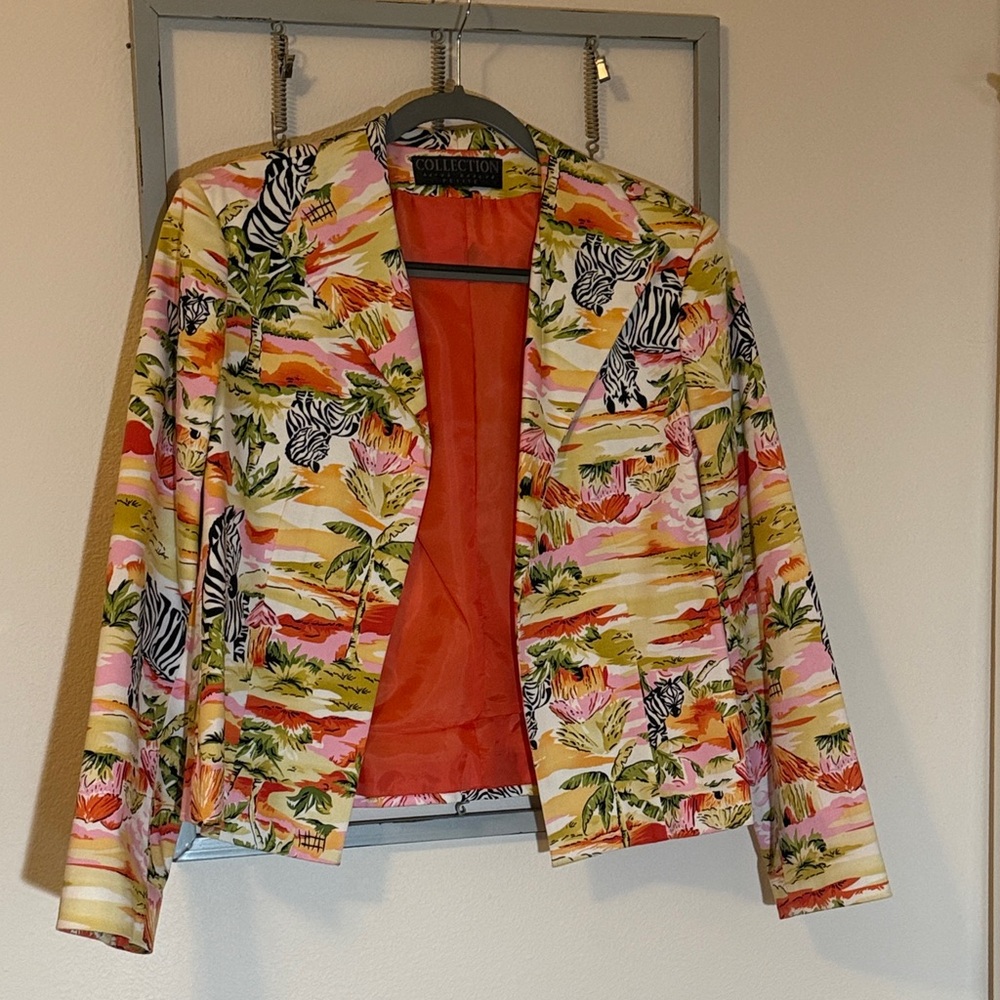 Harve Benard Tropical Zebra Print Blazer